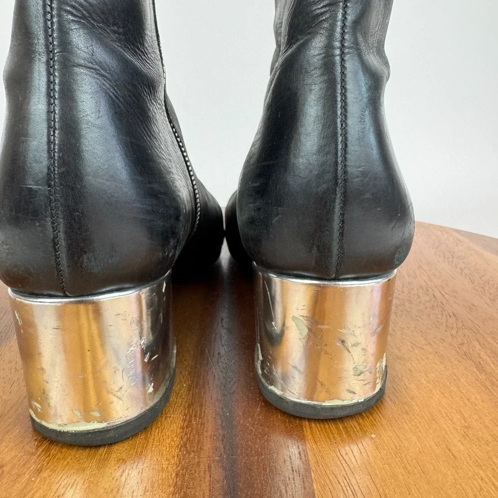 Womens‎ Dries Van Noten Black Lather Heeled Ankle Boots Booties Size 38 US 8 GUC